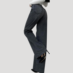 Dam Mom Jeans Högmidjade Leopardmönstrade Vida Denimjeans