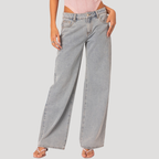 Dam Jeans Medelhög Midja Vida Ben Denim Grå