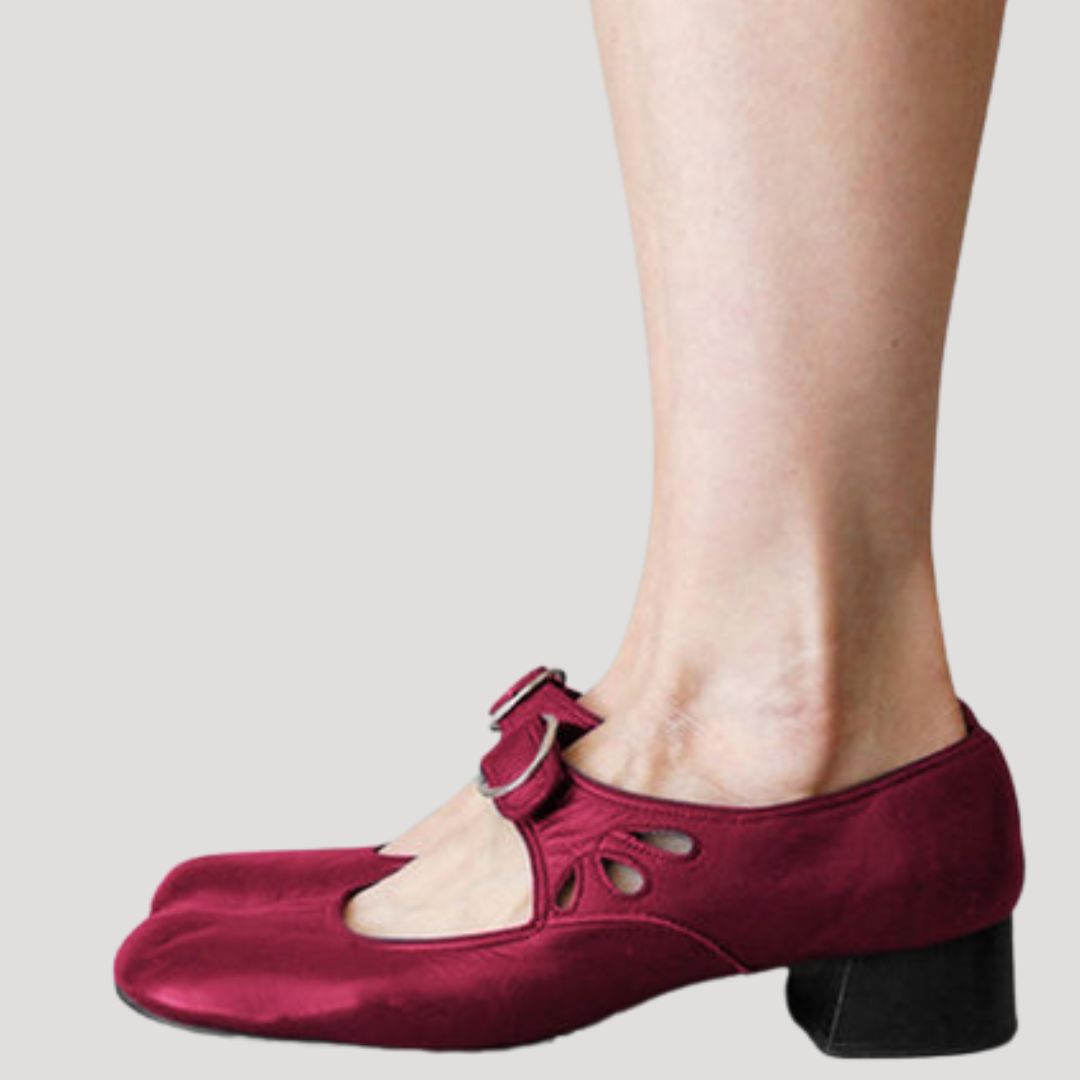 Dam mary jane skor i läder med låg klack