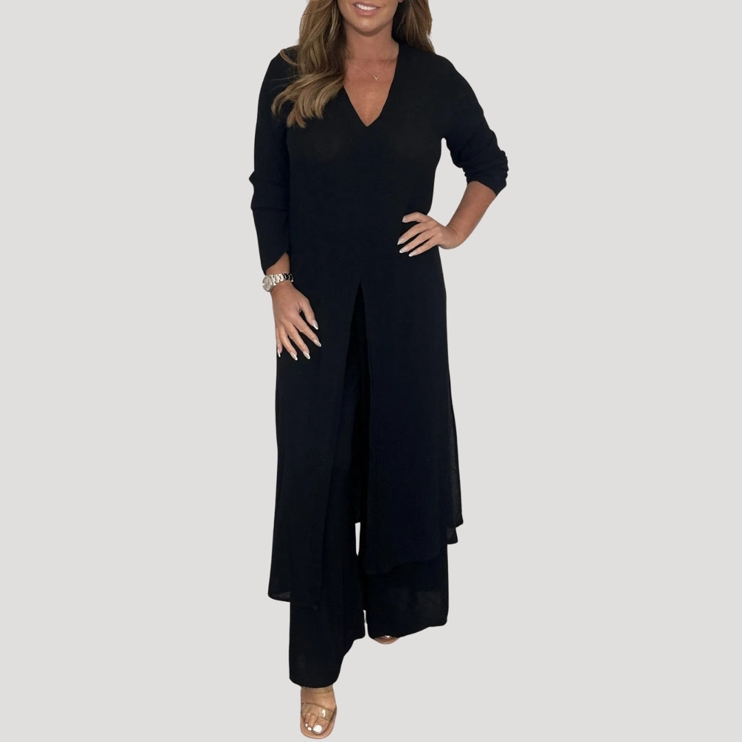 Dam matchande tvådelat set med byxor och topp