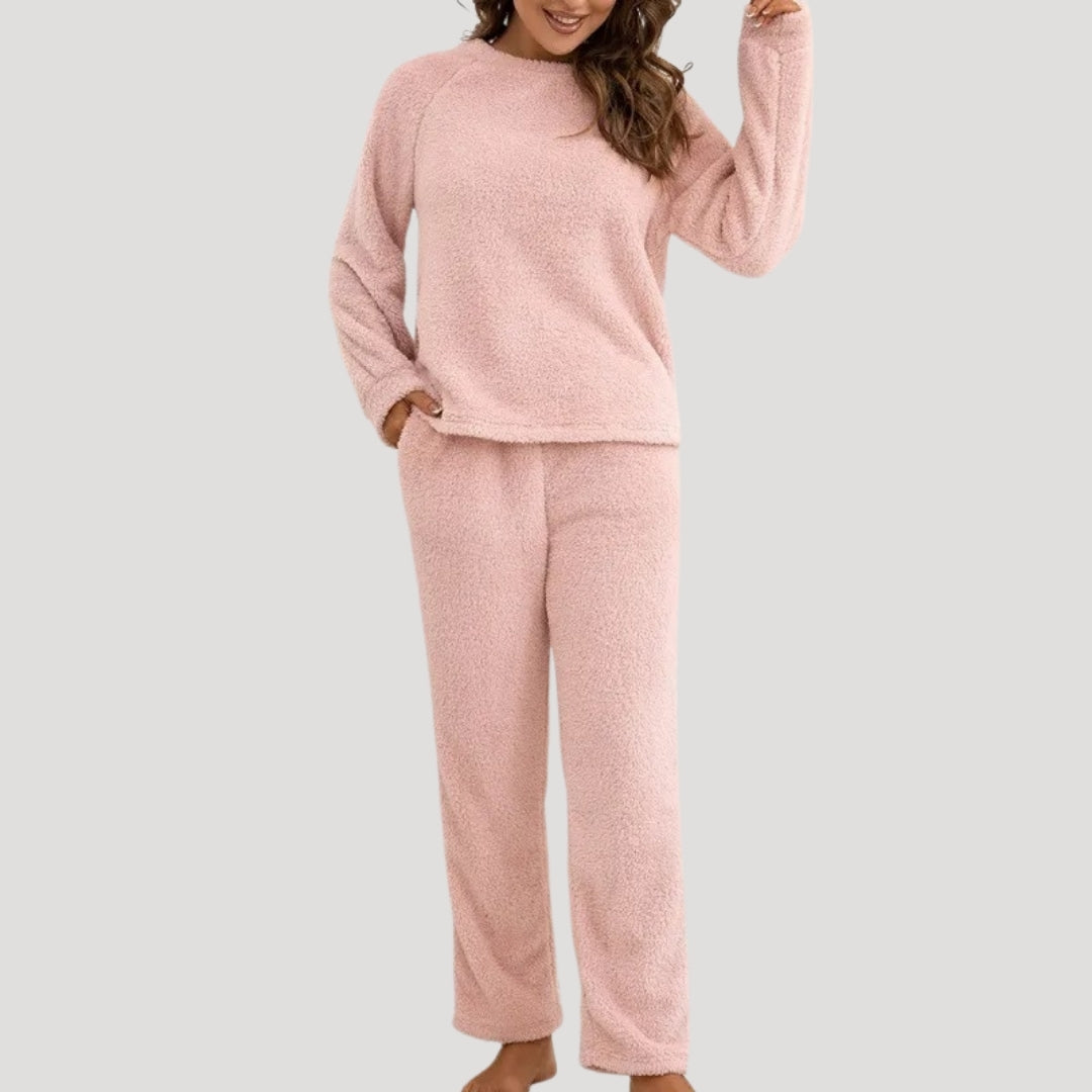Dam tvådelat mjukisset i fleece med lång ärm