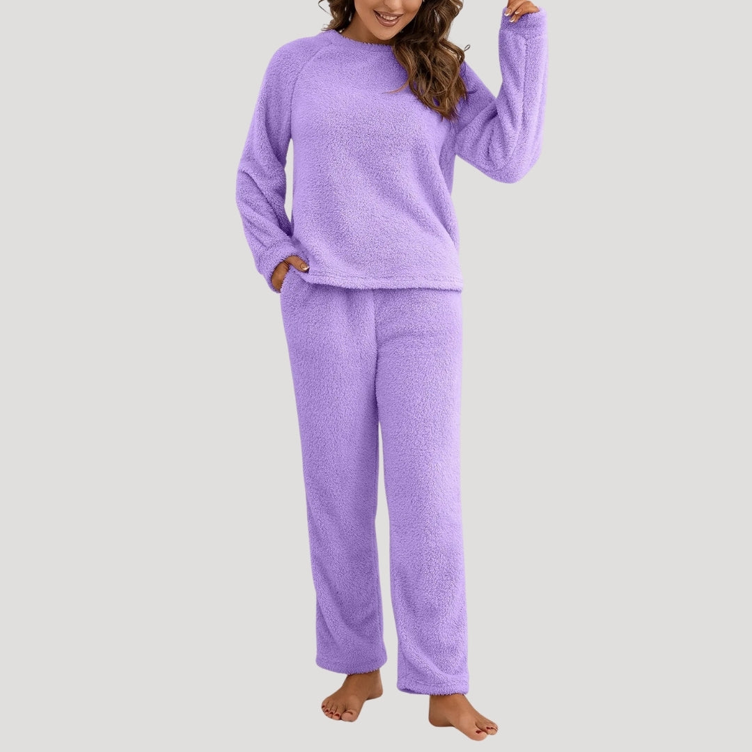 Dam tvådelat mjukisset i fleece med lång ärm