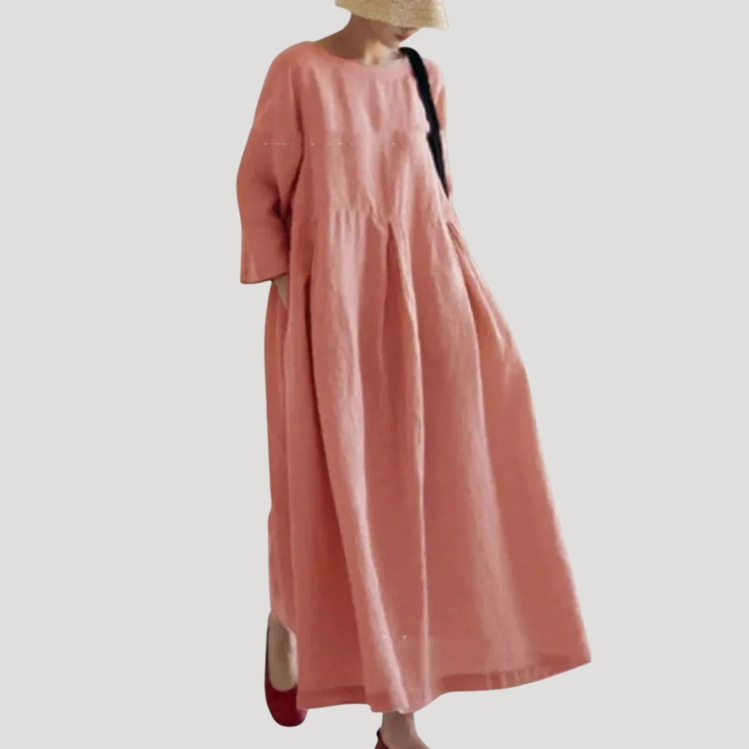 Dam långärmad maxiklänning i lös passform elegant klänning