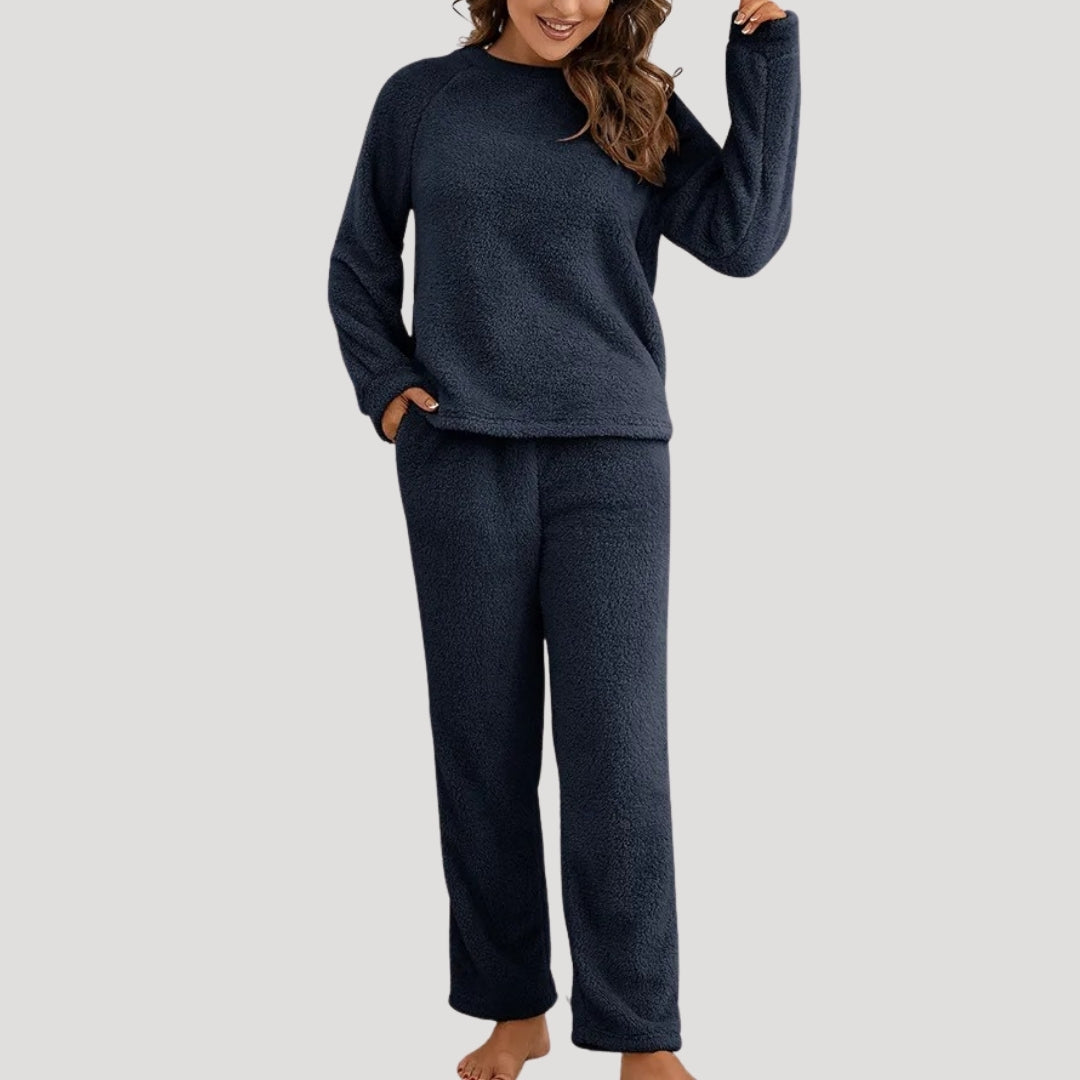 Dam tvådelat mjukisset i fleece med lång ärm