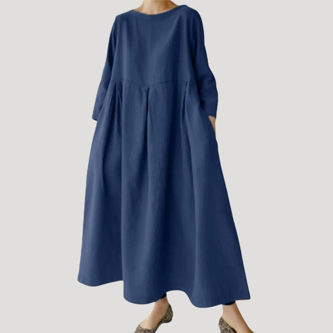 Dam långärmad maxiklänning i lös passform elegant klänning