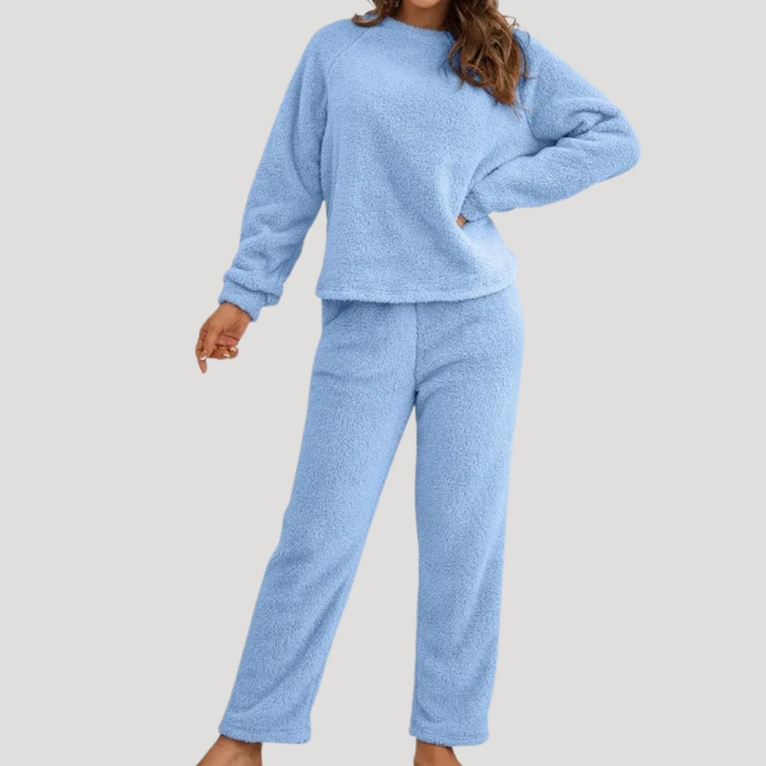 Dam tvådelat mjukisset i fleece med lång ärm