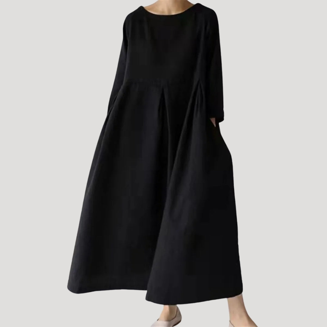 Dam långärmad maxiklänning i lös passform elegant klänning