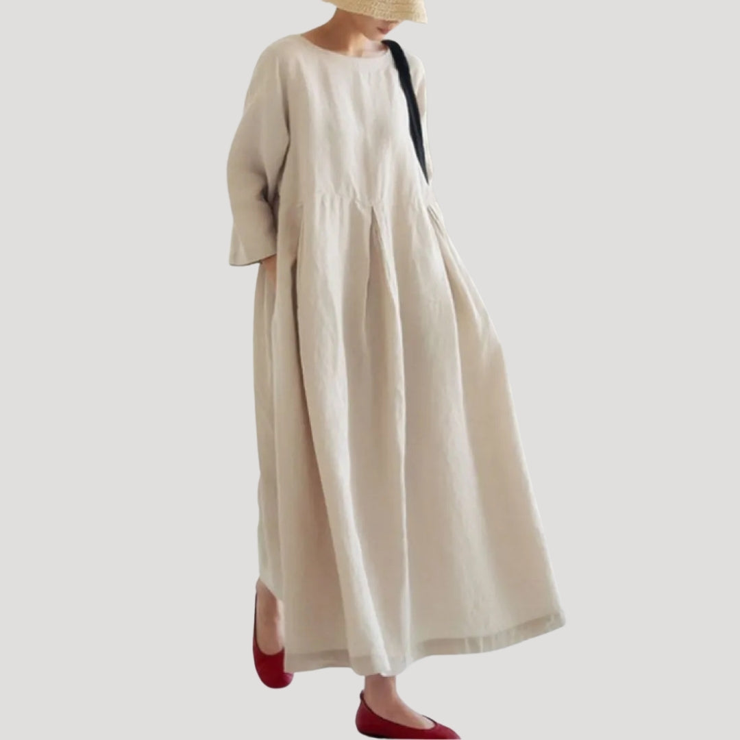 Dam långärmad maxiklänning i lös passform elegant klänning