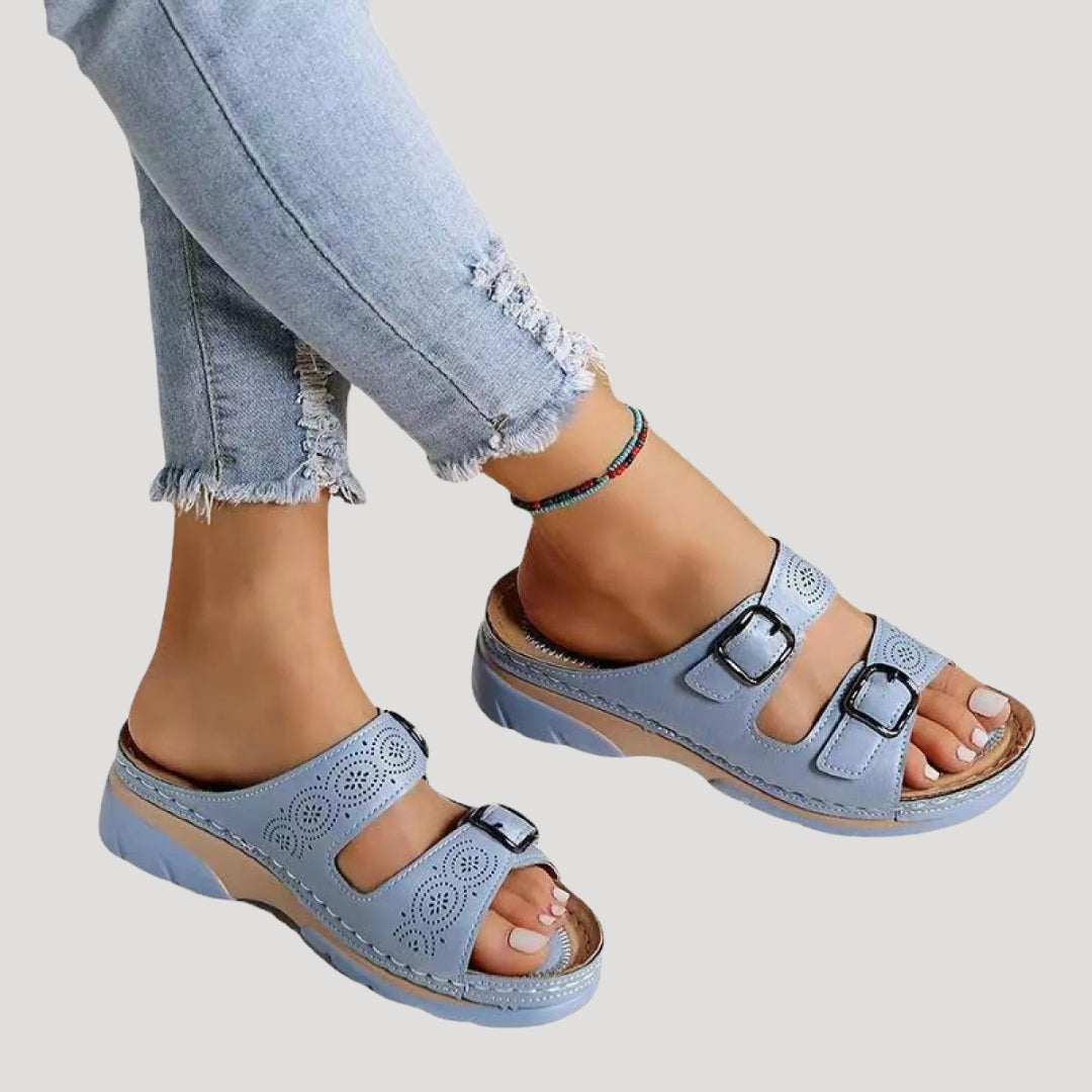 Dam sandaler skor slip in med spänne platåsula bekväma