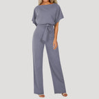 Dam jumpsuit med kort ärm och vida ben