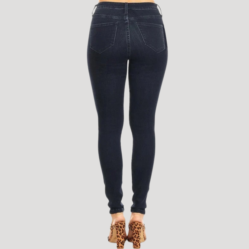 Dam Skinny Jeans Hög Midja Slim Fit Mörkblå