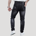 Herr Slim Fit Jeans Med Femficksfickor Klassisk Passform