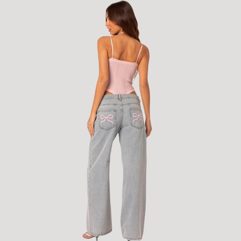 Dam Jeans Medelhög Midja Vida Ben Denim Grå