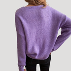 Damtröja Stickad Rundhalsad Oversized Lila Vardag