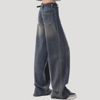 Dam baggy jeans vida byxor blå lågmidjade