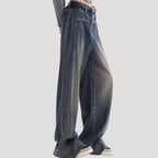 Dam baggy jeans vida byxor blå lågmidjade