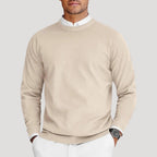 Herr stickad rundhalsad tröja långärmad pullover sommar tröjor