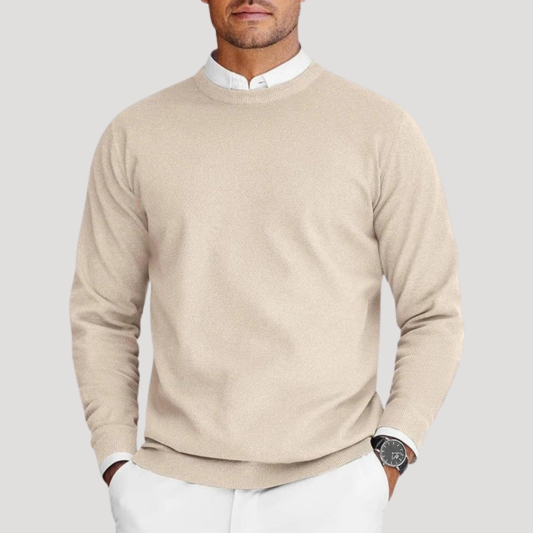 Herr stickad rundhalsad tröja långärmad pullover sommar tröjor
