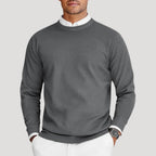Herr stickad rundhalsad tröja långärmad pullover sommar tröjor