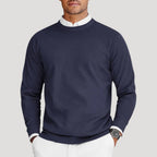 Herr stickad rundhalsad tröja långärmad pullover sommar tröjor