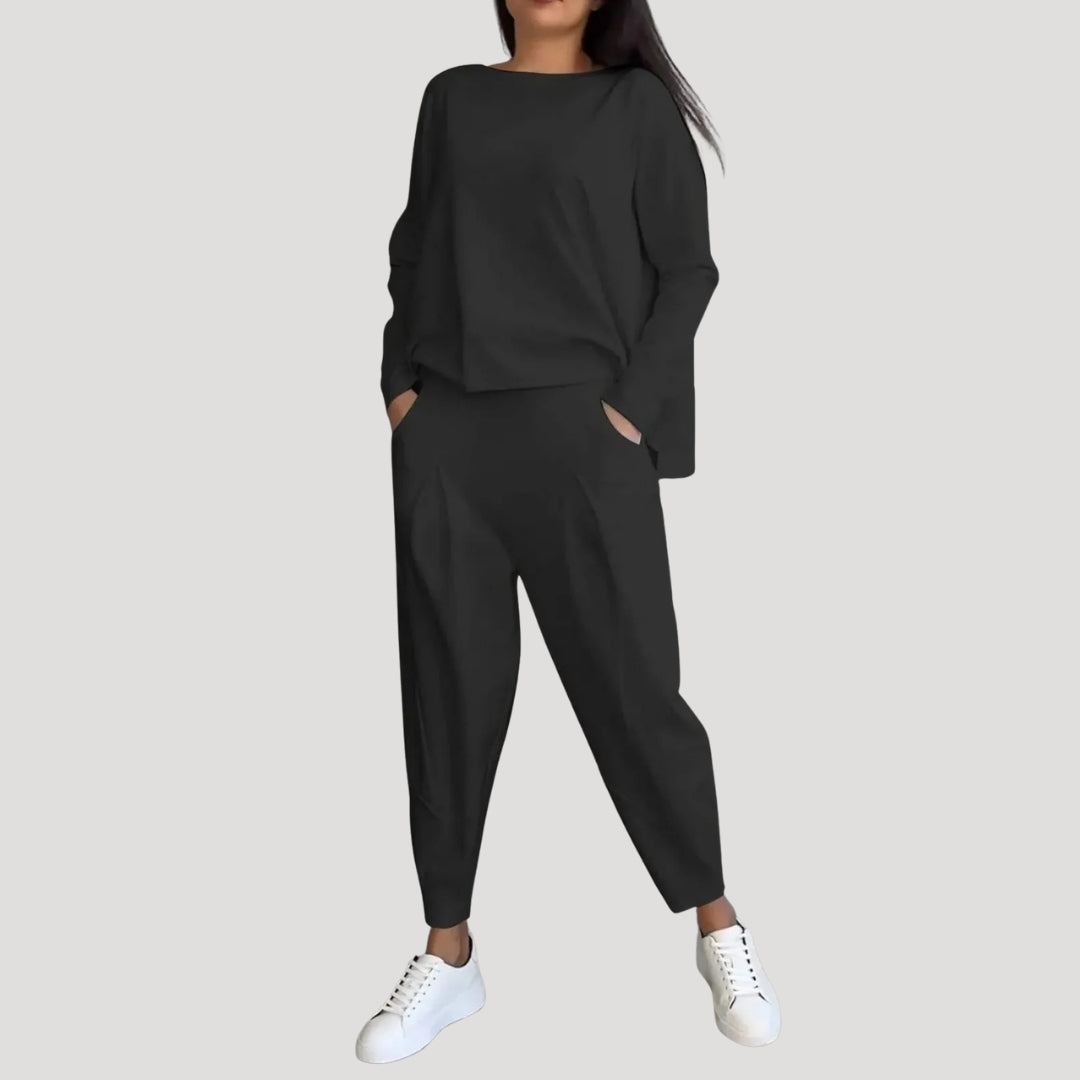 Dam långärmat tvådelat set topp och byxor