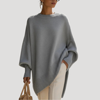Damkofta Stickad Poncho Oversize Långärmad Tröja