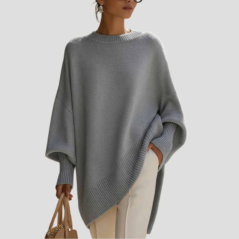 Damkofta Stickad Poncho Oversize Långärmad Tröja