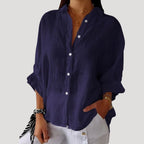 Dam linneskjorta långärmad skjorta dam