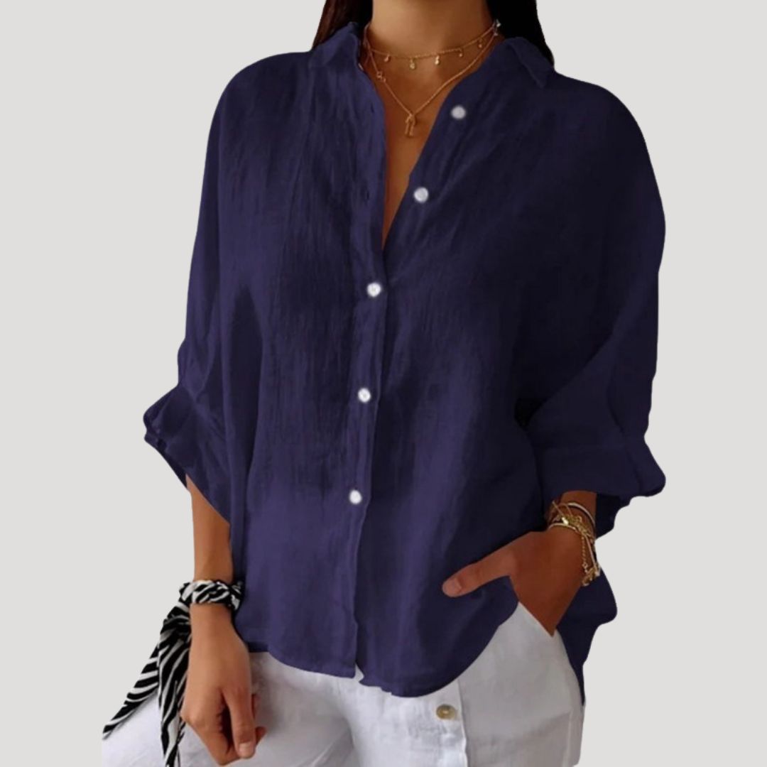 Dam linneskjorta långärmad skjorta dam