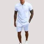 Herr shorts pikétröja tvådelat set sommar bekväm stil