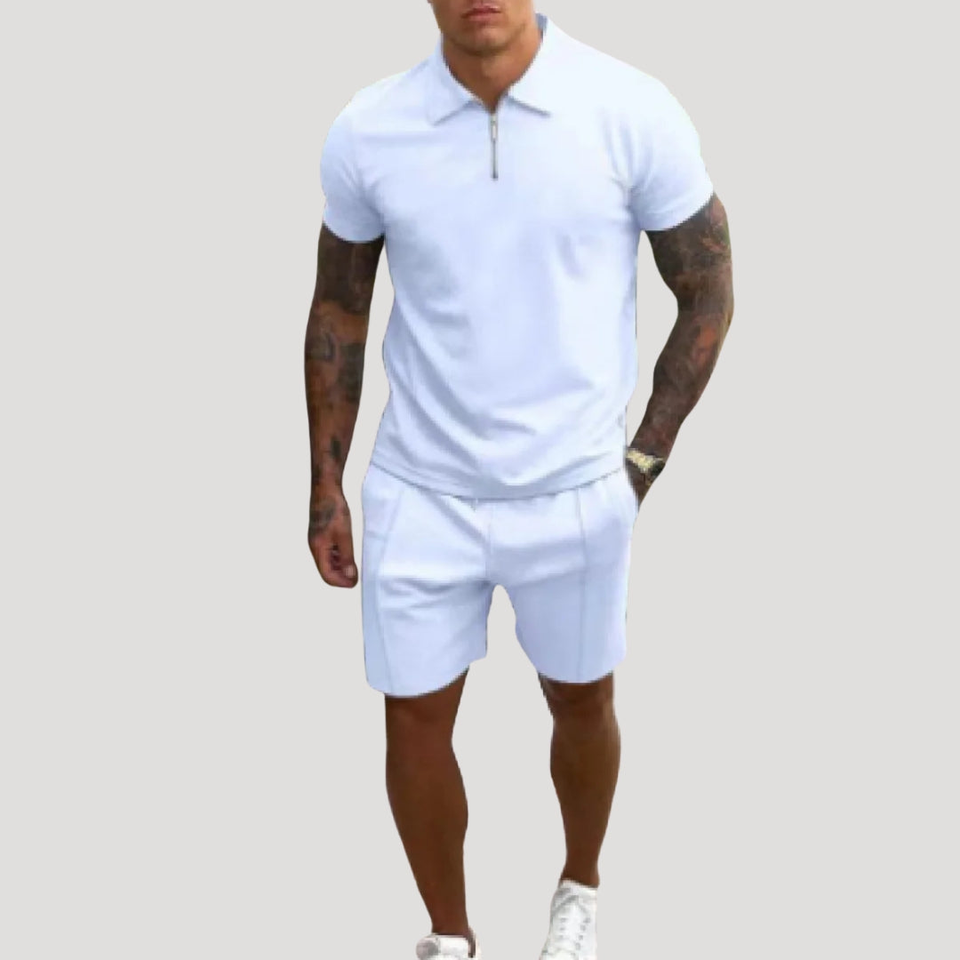 Herr shorts pikétröja tvådelat set sommar bekväm stil