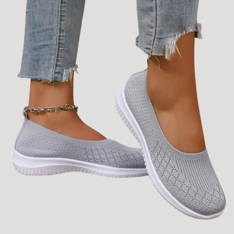 Dam Ortopediska Skor Slip On Stickad Ovandel Stötdämpande Sula