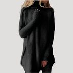 Women’s Stickad Tröja Dam Polotröja Oversized Lång Långärmad