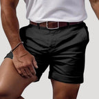 Herr chinos shorts med bälte och sidofickor