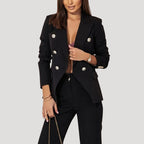 Dam dubbelknäppt kostym set med blazer och byxa