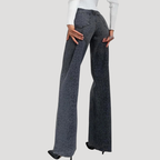 Dam Mom Jeans Högmidjade Leopardmönstrade Vida Denimjeans