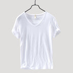 Herr v ringad t shirt med kort ärm slim fit stilren