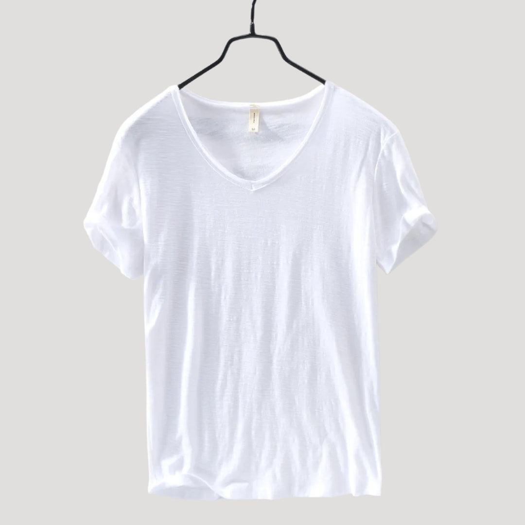 Herr v ringad t shirt med kort ärm slim fit stilren