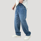 Herr baggy jeans lös passform raka ben denimbyxor