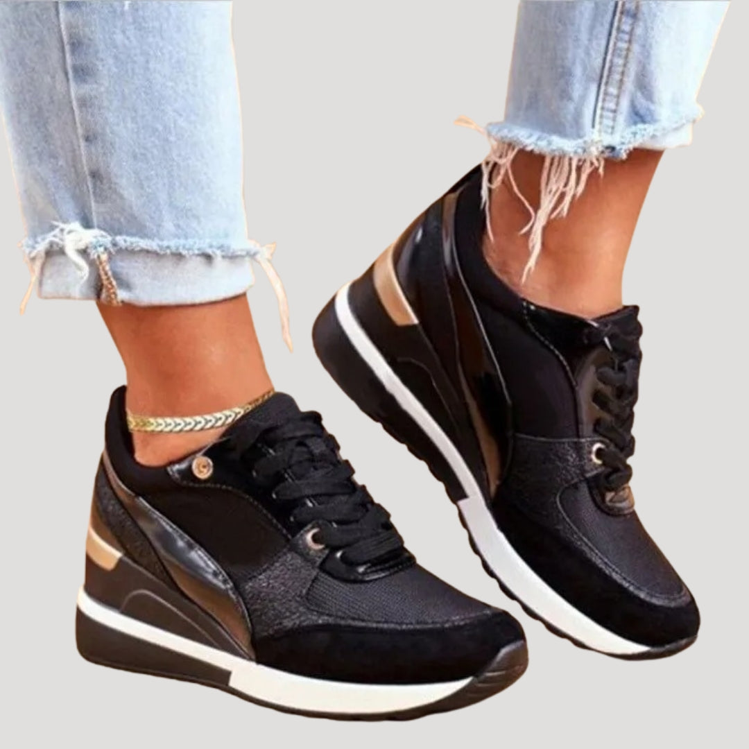 Dam sneakers platå med snörning låg modell bekväma