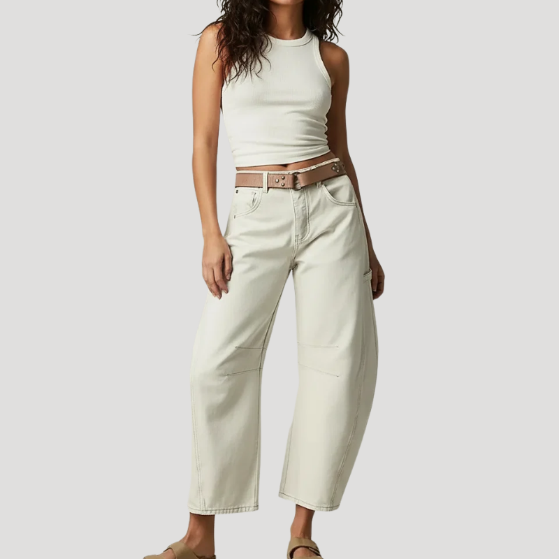 Dam Barreljeans Högmidjade Avslappnad Passform Vardagsjeans