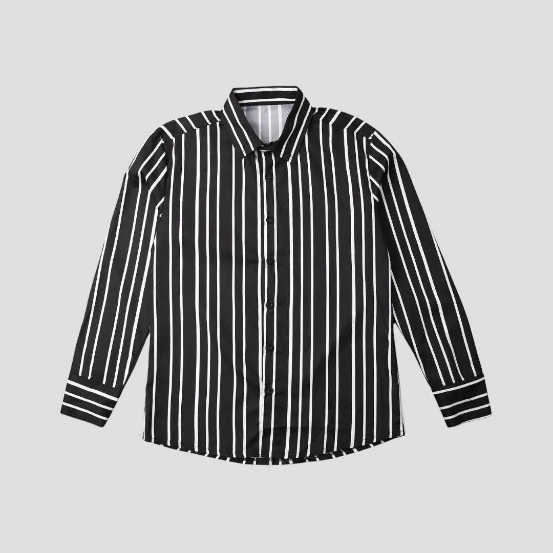 Herr mönstrad slim fit skjorta lång ärm