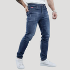 Herr Slim Fit Jeans Med Femficksfickor Klassisk Passform