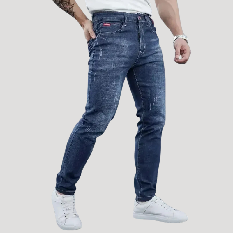 Herr Slim Fit Jeans Med Femficksfickor Klassisk Passform
