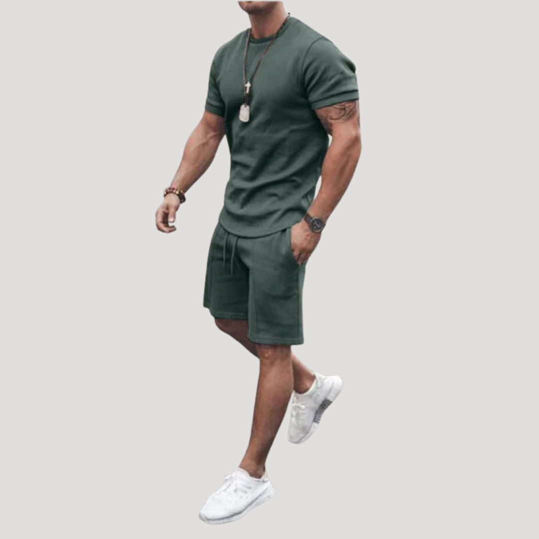 Herr tvådelat set med t shirt och shorts