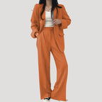 Dam kostym set kavaj vida byxor elegant passform stil