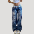 Dam baggy jeans med vida ben och låg midja