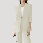 Dam kostym set blazer och kostymbyxor rak passform elegant