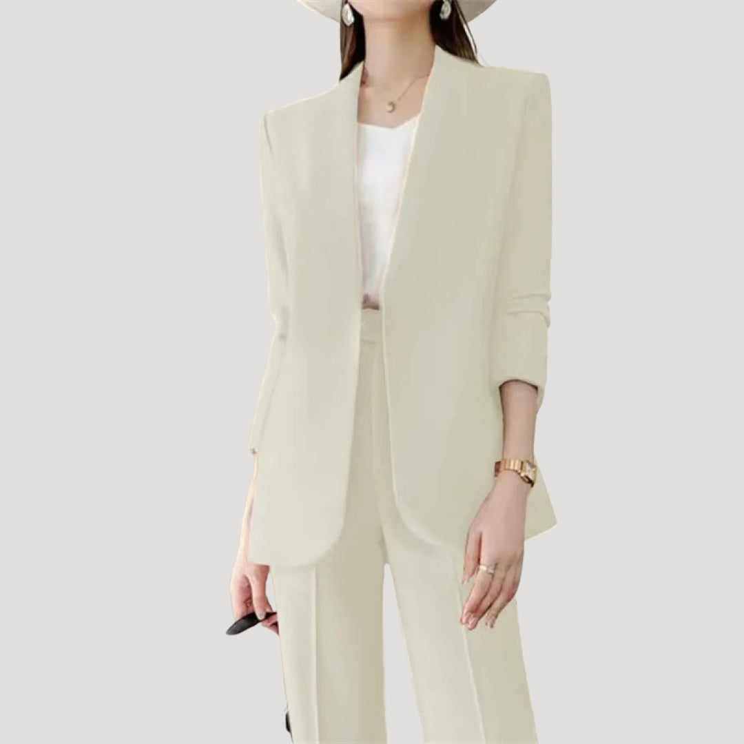 Dam kostym set blazer och kostymbyxor rak passform elegant