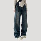 Dam mörkblå baggy jeans med vida ben och lös passform